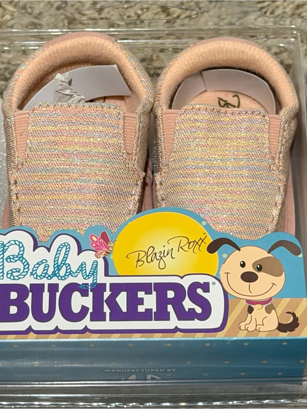 Blazin Roxx Glitter Slip-On Baby Shoes in Light Pink